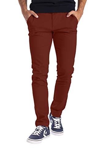 BlauerHafen Herren Designer Chino Hose Stretch Stoff Chinohose Slim Fit Casual Trousers (36W / 30L, Ochsenblut) von BlauerHafen