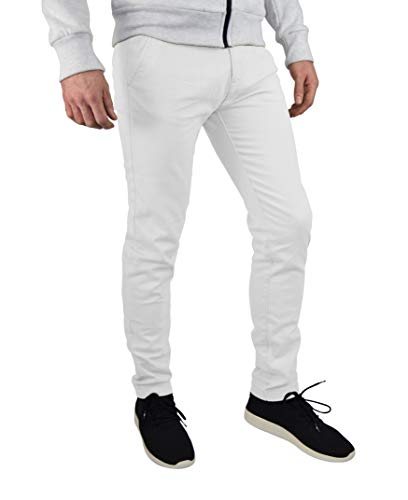 BlauerHafen Herren Designer Chino Hose Stretch Stoff Chinohose Slim Fit Casual Trousers (38W / 30L, Weiß) von BlauerHafen