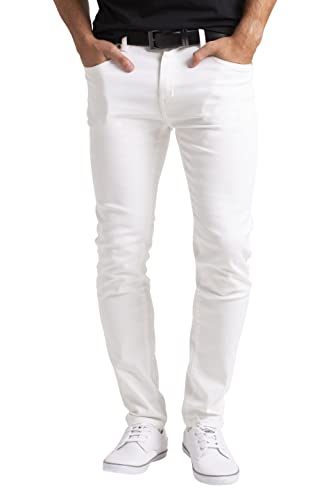 BlauerHafen Herren Designer Jeans Stretch Jeanshose Designer Casual Relaxed Regular Slim Fit Hose Destroyed Look Denim 5 Pocket Jeanshose Designer Hose Denim (Weiß, 34W / 32L) von BlauerHafen