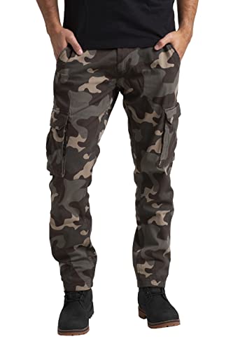 BlauerHafen Herren Hose Cargo militärisch Tarnung Zwanglos Entspannte Passform Mehrere Taschen Freizeit Jeans Taschen Baumwolle Arbeits Cargohose Alle Größen 32-44 (Urwald Camo, 32W x 30L) von BlauerHafen