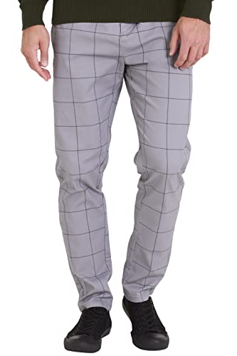 BlauerHafen Herren Hose Formell Business Büro Freizeit Kleid Party RegularGerade Kariert Smart Anzug Plissiert Classic Dress Hosen Alle Größen 30W-38W (Hellgrau, 34W / 30L) von BlauerHafen