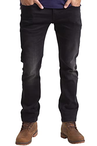 BlauerHafen Herren Knitted Jeanshose Slim-Fit Casual Supper Flex Stretch Denim Faded Wash Classic Comfort Designer Knit Denim Hose All Waist (Schwarz, 32W / 30L) von BlauerHafen