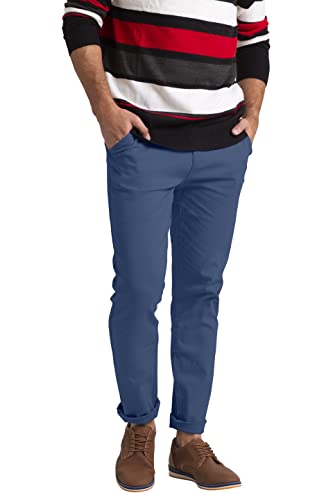 BlauerHafen Herren Schlanke Passform Chino Hose Flache Vorderseite Lässiger Stretch Baumwolle Klassisch Essentials Chino Trouser Full Pant Alle Taille 30W-40W (Paleblau, 32W / 32L) von BlauerHafen