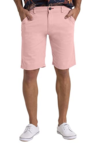 BlauerHafen Herren Sommer Chinoshorts Schlanke Passform 9" Klassische Baumwolle Lässiges Golf Strand Jogger Essential Halbe Hose Alle Taillengröße 30-40 (Hellrosa, 34W) von BlauerHafen