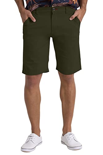 BlauerHafen Herren Sommer Chinoshorts Schlanke Passform 9" Klassische Baumwolle Lässiges Golf Strand Jogger Essential Halbe Hose Alle Taillengröße 30-40 (Olivgrün, 30W) von BlauerHafen