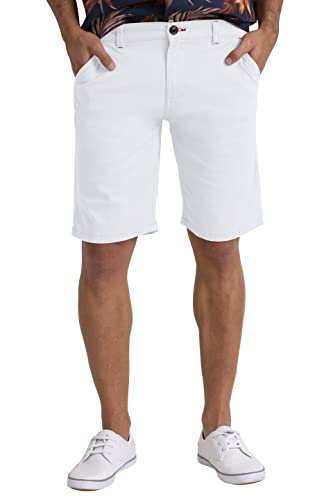BlauerHafen Herren Sommer Chinoshorts Schlanke Passform 9" Klassische Baumwolle Lässiges Golf Strand Jogger Essential Halbe Hose Alle Taillengröße 30-40 (Weiß, 36W) von BlauerHafen