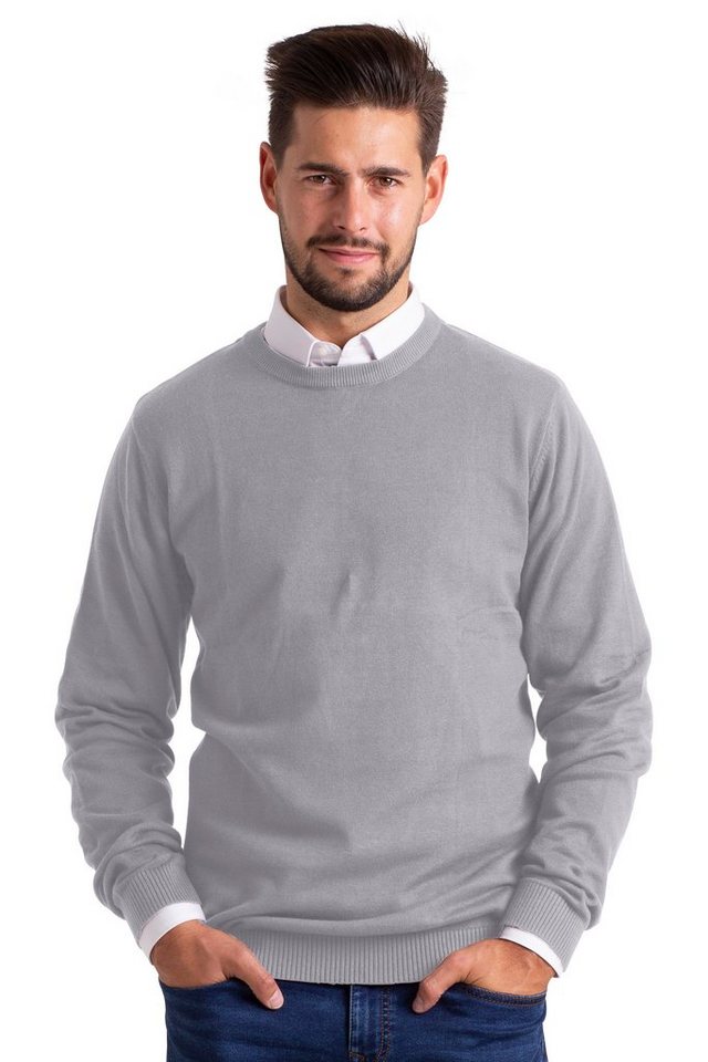 BlauerHafen Rundhalspullover Herren Sweater Pullover Langarm Baumwolle Rundhalspullover Jumper von BlauerHafen