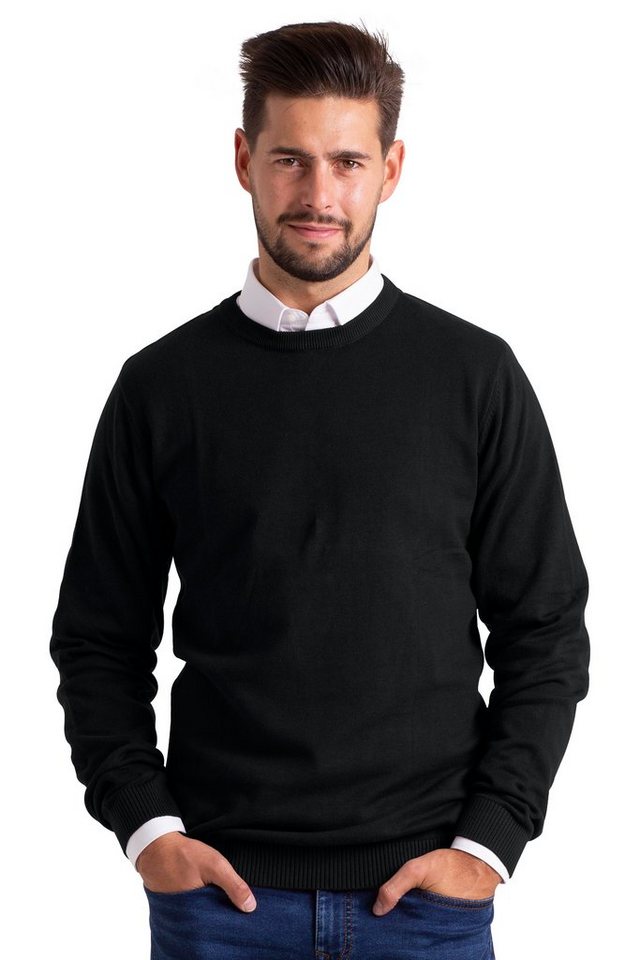 BlauerHafen Rundhalspullover Herren Sweater Pullover Langarm Baumwolle Rundhalspullover Jumper von BlauerHafen