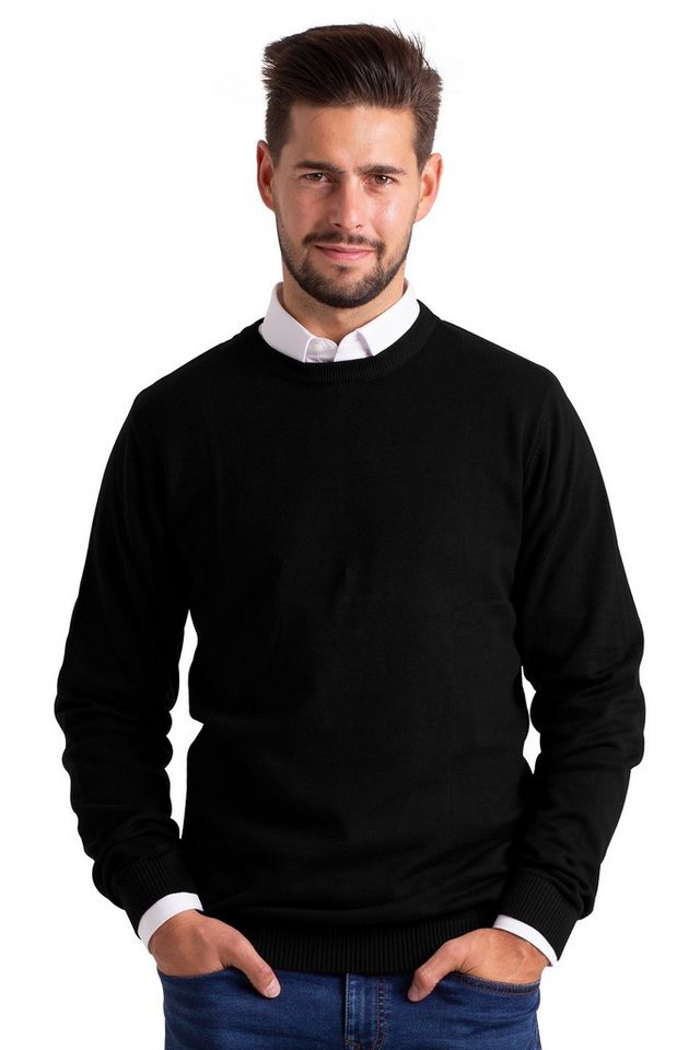 BlauerHafen Rundhalspullover Herren Sweater Pullover Langarm Baumwolle Rundhalspullover Jumper von BlauerHafen