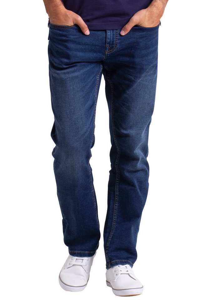BlauerHafen Slim-fit-Jeans Herren Classic Knitted Denim Relaxed Fit Stretch Faded Wash Jeanshose Knitted Jeans von BlauerHafen