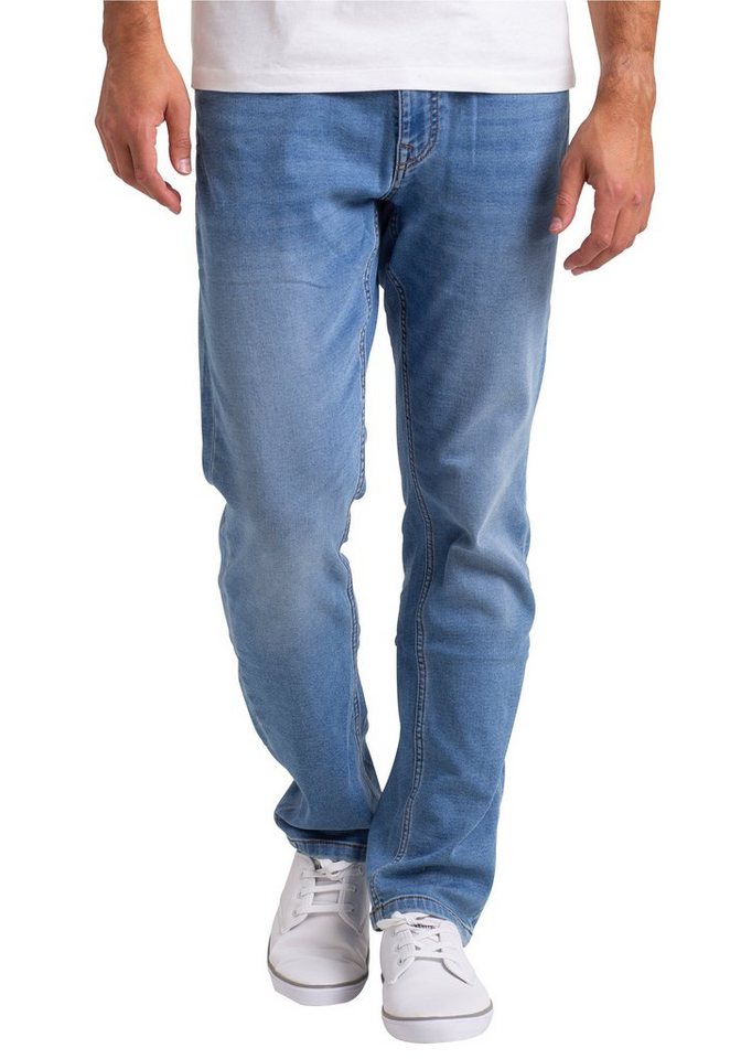 BlauerHafen Slim-fit-Jeans Herren Classic Knitted Denim Relaxed Fit Stretch Faded Wash Jeanshose Knitted Jeans von BlauerHafen