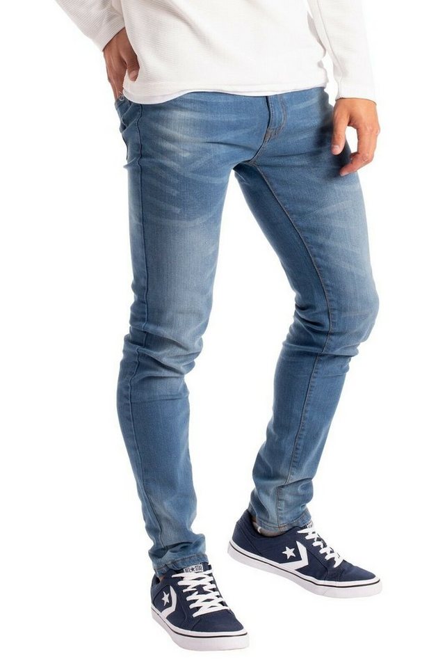 BlauerHafen Slim-fit-Jeans Herren Slim Fit Jeanshose Stretch Designer Hose Super Flex Denim Pants 2 Seitentaschen, 2 Gesäßtaschen und 1 vordere Münztasche von BlauerHafen