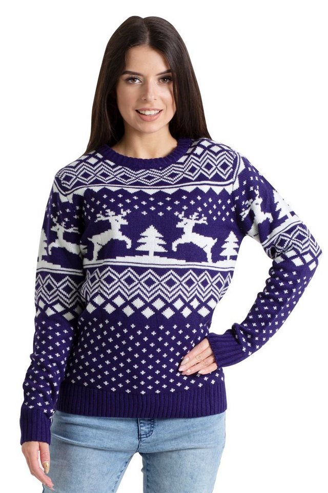 BlauerHafen Weihnachtspullover Damen Weihnachts Pullover lange Ärmel Knit Rundhals Christmas Jumper von BlauerHafen
