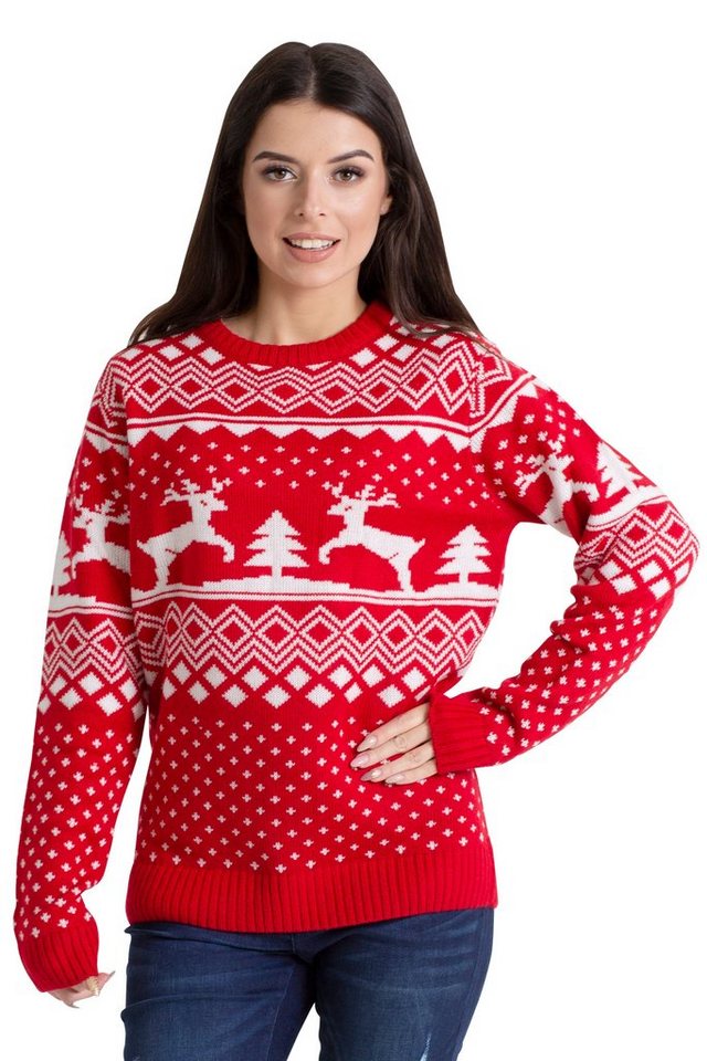 BlauerHafen Weihnachtspullover Damen Weihnachts Pullover lange Ärmel Knit Rundhals Christmas Jumper von BlauerHafen