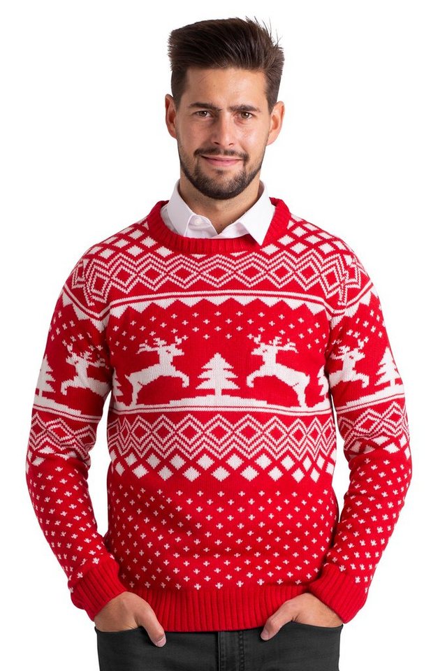 BlauerHafen Weihnachtspullover Herren Weihnachts Pullover lange Ärmel Knit Rundhals Christmas Jumper von BlauerHafen