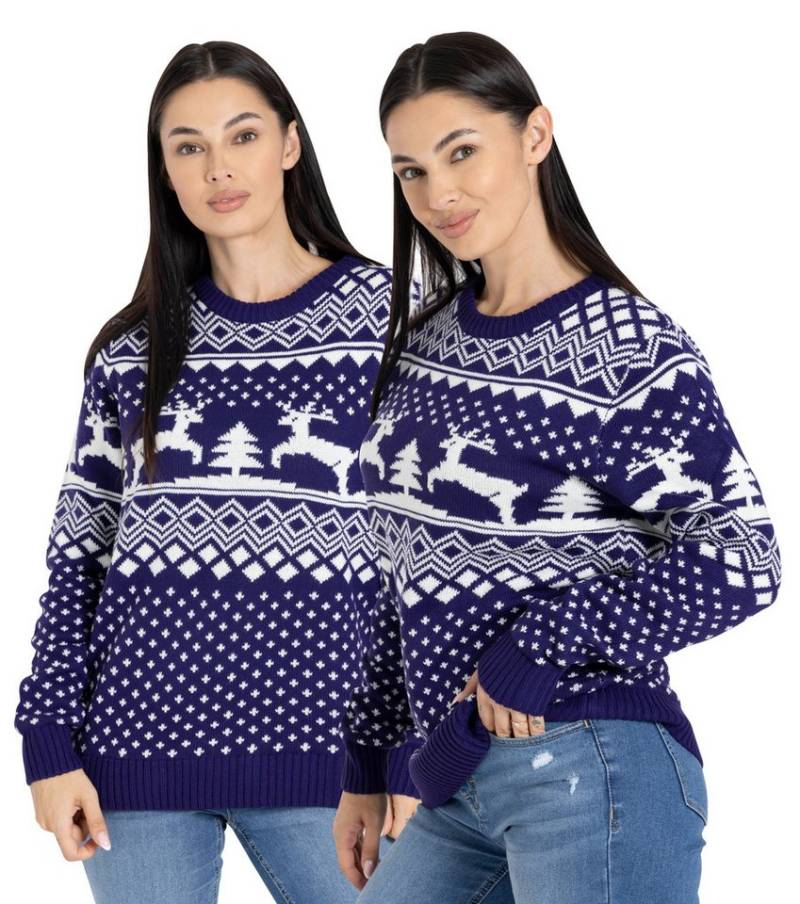 BlauerHafen Weihnachtspullover Weihnachtspullover Damen Festlicher Strickpullover mit Weihnachtsmotiv von BlauerHafen