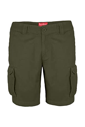 Herren Cargo Shorts 100% Baumwolle Combat Kurz Hose Normale Passform Bermuda (W44 (Taille: 114-116cm), Olivgrün) von BlauerHafen