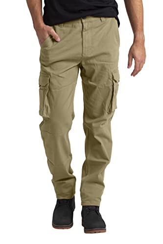 Herren Cargohose Schwerlast Arbeitskleidung Tactical Super Dehnbar Flex Baumwolle Straight Freizeithose 12 Taschen Entspannte Passform Combat Arbeitshose Alle Größen 32W-44W (Beige, 38W / 34L) von BlauerHafen