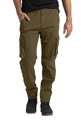 Herren Cargohose Schwerlast Arbeitskleidung Tactical Super Dehnbar Flex Baumwolle Straight Freizeithose 12 Taschen Entspannte Passform Combat Arbeitshose Alle Größen 32W-44W (Khaki, 34W / 30L) von BlauerHafen