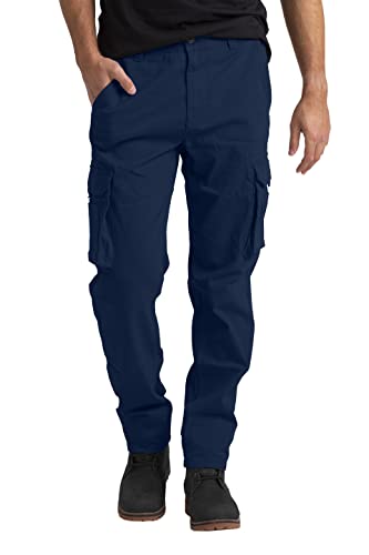 Herren Cargohose Schwerlast Arbeitskleidung Tactical Super Dehnbar Flex Baumwolle Straight Freizeithose 12 Taschen Entspannte Passform Combat Arbeitshose Alle Größen 32W-44W (Navy Blau, 44W / 30L) von BlauerHafen