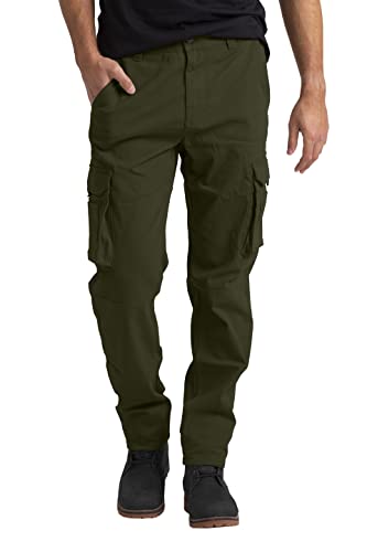 Herren Cargohose Schwerlast Arbeitskleidung Tactical Super Dehnbar Flex Baumwolle Straight Freizeithose 12 Taschen Entspannte Passform Combat Arbeitshose Alle Größen 32W-44W (Olivgrün, 38W / 34L) von BlauerHafen