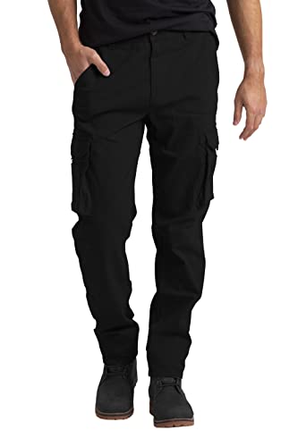 Herren Cargohose Schwerlast Arbeitskleidung Tactical Super Dehnbar Flex Baumwolle Straight Freizeithose 12 Taschen Entspannte Passform Combat Arbeitshose Alle Größen 32W-44W (Schwarz, 36W / 32L) von BlauerHafen