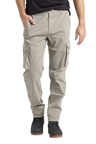 Herren Cargohose Schwerlast Arbeitskleidung Tactical Super Dehnbar Flex Baumwolle Straight Freizeithose 12 Taschen Entspannte Passform Combat Arbeitshose Alle Größen 32W-44W (Stone, 32W / 32L) von BlauerHafen