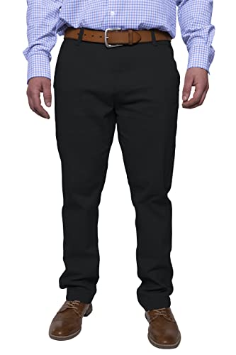 Herren Chinohose lässige Normale Passform Stretch Baumwolle entspannte Flache Front Klassisch Essential Solide Chino Trouser Full Pants Alle Taille 30W-40W (Black, 32W x 30L) von BlauerHafen