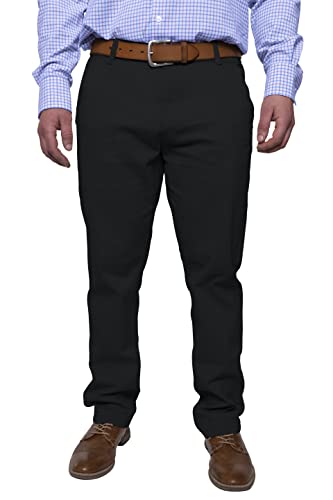 Herren Chinohose lässige Normale Passform Stretch Baumwolle entspannte Flache Front Klassisch Essential Solide Chino Trouser Full Pants Alle Taille 30W-40W (Black, 34W x 30L) von BlauerHafen