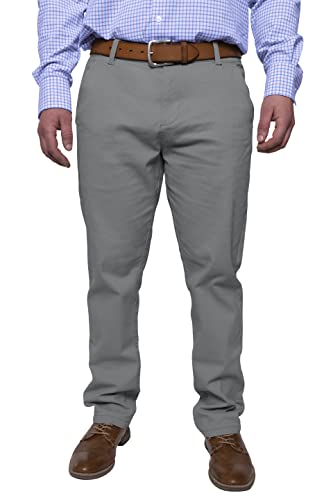 Herren Chinohose lässige Normale Passform Stretch Baumwolle entspannte Flache Front Klassisch Essential Solide Chino Trouser Full Pants Alle Taille 30W-40W (Grey, 30W x 30L) von BlauerHafen