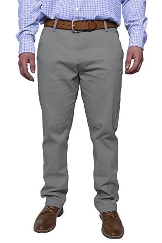 Herren Chinohose lässige Normale Passform Stretch Baumwolle entspannte Flache Front Klassisch Essential Solide Chino Trouser Full Pants Alle Taille 30W-40W (Grey, 30W x 32L) von BlauerHafen