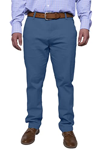 Herren Chinohose lässige Normale Passform Stretch Baumwolle entspannte Flache Front Klassisch Essential Solide Chino Trouser Full Pants Alle Taille 30W-40W (Pale Blue, 36W x 32L) von BlauerHafen