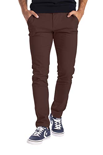 BlauerHafen Herren Designer Chino Hose Stretch Stoff Chinohose Slim Fit Casual Trousers (32W / 32L, Schokoladenbraun) von BlauerHafen