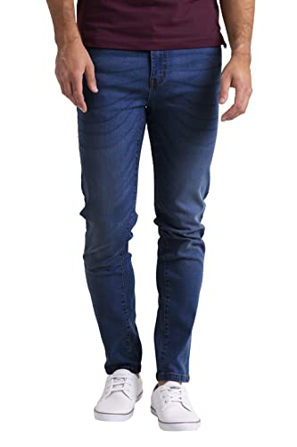 Herren Designer Jeans Stretch Jeanshose Designer Casual Relaxed Regular Slim Fit Hose Destroyed Look Denim 5 Pocket Jeanshose Designer Hose Denim (Dunkel Blau, 28W / 30L) von BlauerHafen