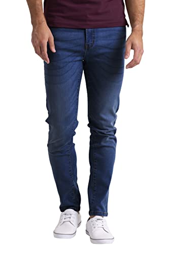 Herren Designer Jeans Stretch Jeanshose Designer Casual Relaxed Regular Slim Fit Hose Destroyed Look Denim 5 Pocket Jeanshose Designer Hose Denim (Dunkel Blau, 30W / 32L) von BlauerHafen