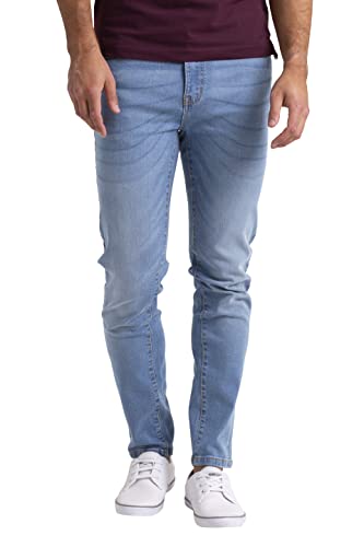 Herren Designer Jeans Stretch Jeanshose Casual Relaxed Regular Slim Fit Hose Destroyed Look Denim 5 Pocket (Hell Blau, 38W / 34L) von BlauerHafen