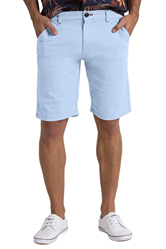 Herren Sommer Chinoshorts Schlanke Passform 9" Klassische Baumwolle Lässiges Golf Strand Jogger Essential Halbe Hose Alle Taillengröße 30-40 (Himmel Blau, 36W) von BlauerHafen