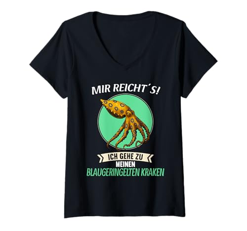 Damen Blue-Ringed Octopus Blaugeringelter Krake T-Shirt mit V-Ausschnitt Damen Blue-Ringed Octopus Blaugeringelter Krake T-Shirt mit V-Ausschnitt von Blaugeringelter Krake Blue-ringed Octopus Shop