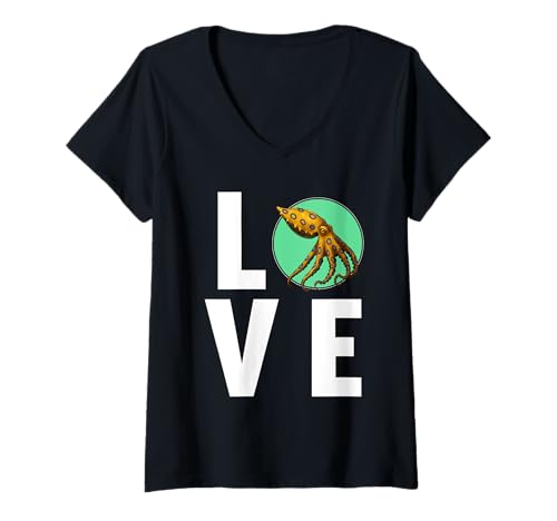 Damen Blue-Ringed Octopus Blaugeringelter Krake T-Shirt mit V-Ausschnitt von Blaugeringelter Krake Blue-ringed Octopus Shop