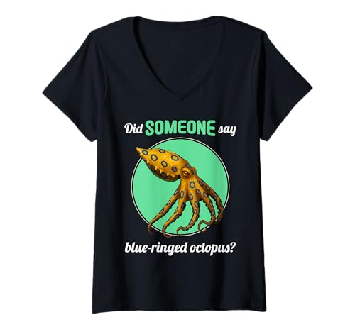 Damen Blue-Ringed Octopus Blaugeringelter Krake T-Shirt mit V-Ausschnitt Damen Blue-Ringed Octopus Blaugeringelter Krake T-Shirt mit V-Ausschnitt von Blaugeringelter Krake Blue-ringed Octopus Shop