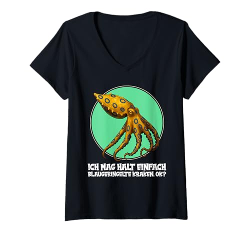 Damen Blue-Ringed Octopus Blaugeringelter Krake T-Shirt mit V-Ausschnitt Damen Blue-Ringed Octopus Blaugeringelter Krake T-Shirt mit V-Ausschnitt von Blaugeringelter Krake Blue-ringed Octopus Shop