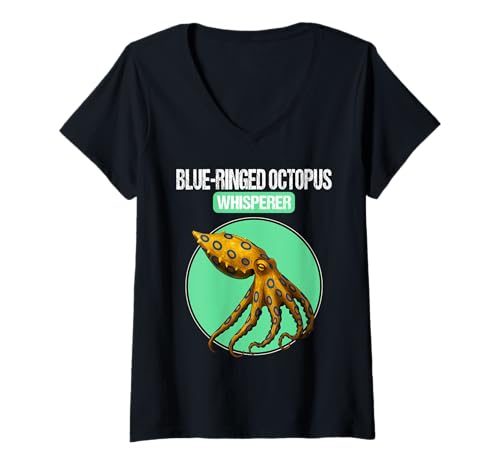 Damen Blue-Ringed Octopus Blaugeringelter Krake T-Shirt mit V-Ausschnitt Damen Blue-Ringed Octopus Blaugeringelter Krake T-Shirt mit V-Ausschnitt von Blaugeringelter Krake Blue-ringed Octopus Shop