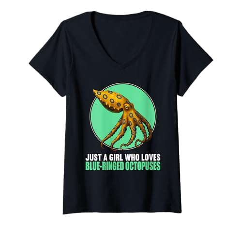 Damen Blue-Ringed Octopus Blaugeringelter Krake T-Shirt mit V-Ausschnitt Damen Blue-Ringed Octopus Blaugeringelter Krake T-Shirt mit V-Ausschnitt von Blaugeringelter Krake Blue-ringed Octopus Shop