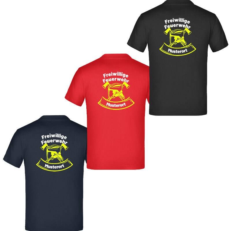Feuerwehr T-Shirt Feuerwehrhelm Mit Ortsname Personalisierbar von BlaulichtAusstattung