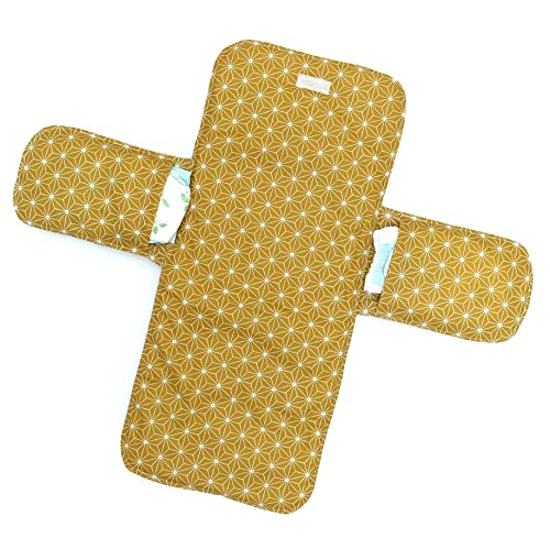 Blausberg Wickeltasche ABWASCHBAR Windeltasche mit Wickelunterlage für unterwegs - Materialien Oek-Tex Standard zertifiziert - Made in Germany - Happy Star Gelb von Blausberg