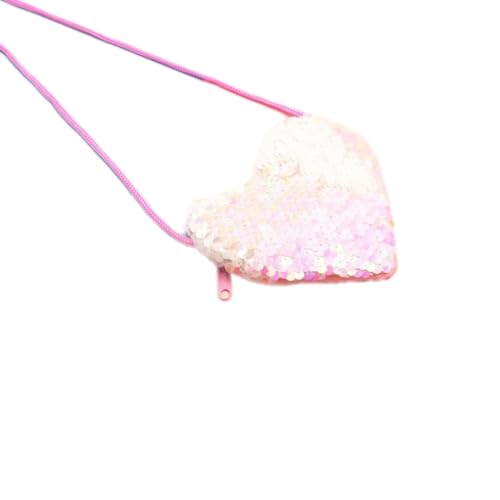 1 Stück 11.5x12cm Herzförmig-Portemonnaie,Reversible Pailletten Geldbeutel Mini Brieftasche Umhängetasche Glitzer Geldbörse Klein Münzgeldbörse mit Reißverschluss für Münzen,Rosa von Blausky
