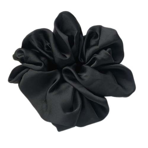 1 Stück 18cm Groß Satin Scrunchies,Weiche Seiden Haargummis Elastische Hairband Haarband Gummibänder Stirnbänder Elegante Haarschmuck für Damen Dickes oder Dünnes Haar,Schwarz von Blausky