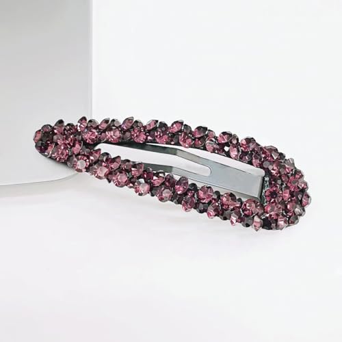 1 Stück 2.2x8cm Strass Haarspange für Damen,Bunte Strasssteine Haarclips Haarklammern Braut Kristall Haarspangen Glitzer Metall Haar Clips Haarschmuck für Hochzeit Bankett,Dunkel-Lila von Blausky