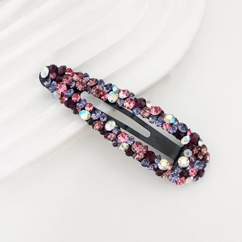 1 Stück 2.2x8cm Strass Haarspange für Damen,Bunte Strasssteine Haarclips Haarklammern Braut Kristall Haarspangen Glitzer Metall Haar Clips Haarschmuck für Hochzeit Bankett,Lila von Blausky