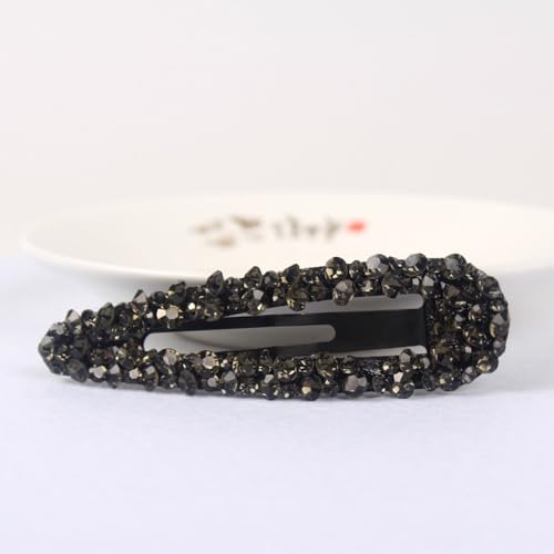 1 Stück 2.2x8cm Strass Haarspange für Damen,Bunte Strasssteine Haarclips Haarklammern Braut Kristall Haarspangen Glitzer Metall Haar Clips Haarschmuck für Hochzeit Bankett,Schwarz A von Blausky